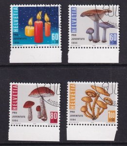 Switzerland   #B599-B602  cancelled  1994  Pro Juventute mushrooms