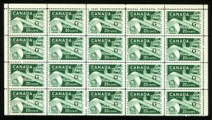 Canada Official #045 20c 1955 Paper Industry Top Margin Block of 20 MNH