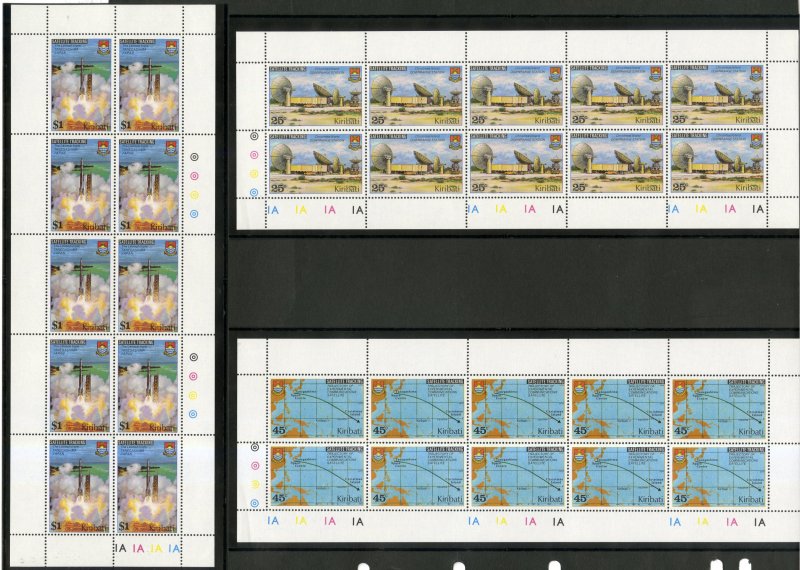 KIRIBATI 349-51 MNH (SHEETS OF 10) SCV $12.00 BIN $7.50 SATELLITES