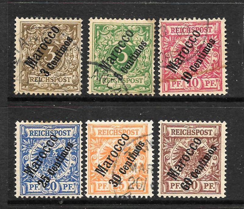 MOROCCO GERMAN  1899  ARMS SET 6   M&U   SG 1/6 