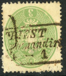 AUSTRIA 1863 3kr P. 14 ARMS Issue Sc 18 TRIEST REG. Pmk VFU