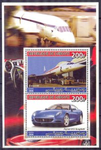 Djibouti 2006 Aviation Concorde Cars Ferrari (I) Sheet MNH