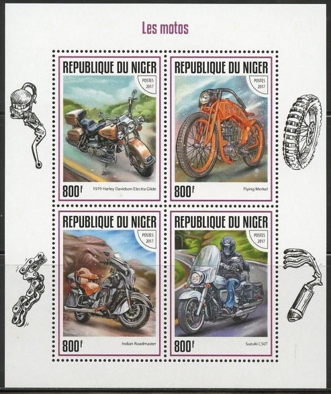 NIGER 2017  MOTORCYCLES SHEET MINT  NH