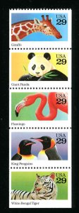 2705 - 2709 2709a Wild Animals Strip of 5 29¢ Stamps