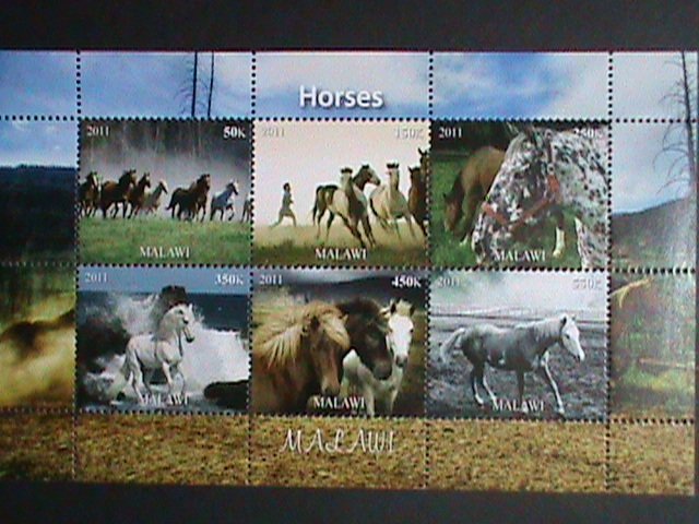 ​Malawi Stamp:2011-Beautiful Horses MNH Stamp sheet-#2