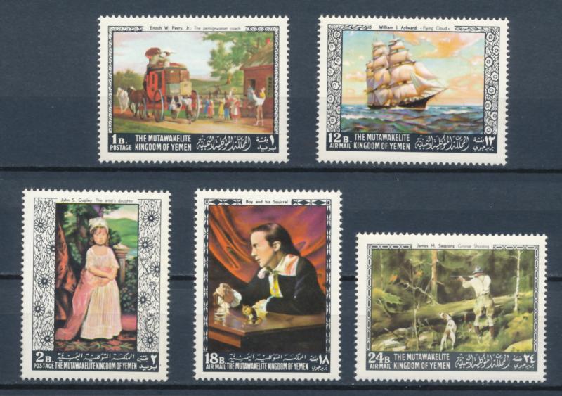 Yemen 1968 - Paintings by American and European masters - 5 issues MNH