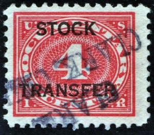 RD3 4¢ Stock Transfer Stamp (1918) Used