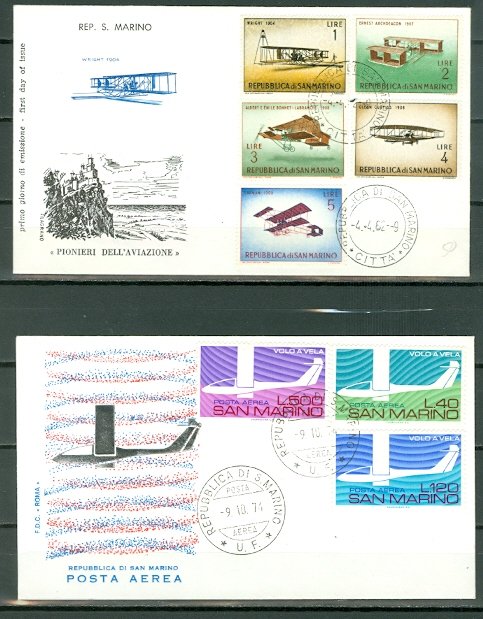 SAN MARINO LOT of 2 NICE AIR FDC