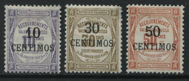 French Morocco 1909 10 to 50 centimos overprinted on French Postage Dues mint 