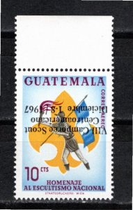 Guatemala 1967 MNH Sc C378 INVERTED OVERPRINT