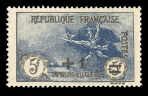 France, 1900-1950 #B19 Cat$150, 1922 5fr+1fr, hinge remnant