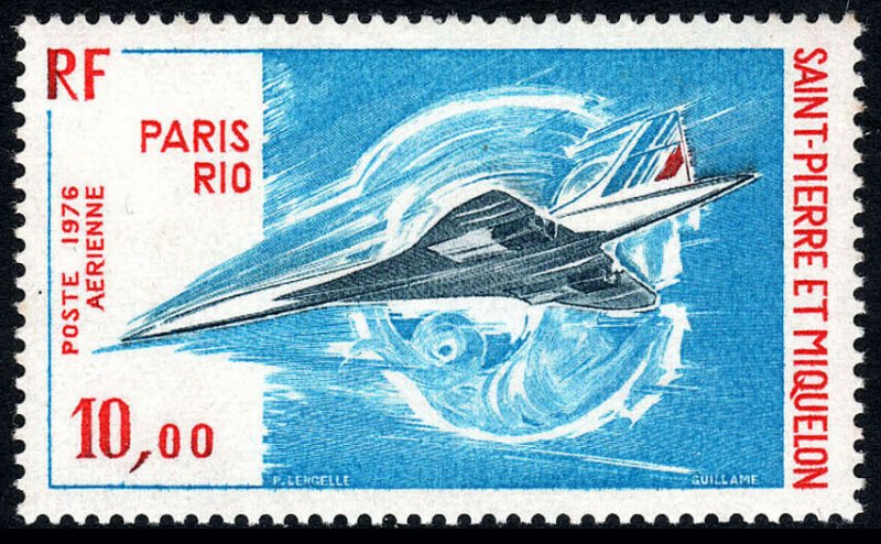 St Pierre & Miquelon C59,MNH.Paris to Rio,flight of supersonic jet Concorde,1976