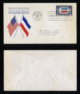 # 917 First Day Cover addressed Grimsland cachet Washington, DC dated 10-26-1943