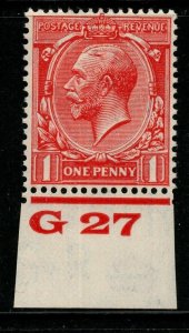 GB SGN34(2) 1924 1d PALE SCARLET CONTROL G27 MTD MINT