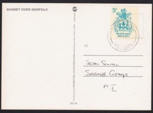 NORFOLK IS 1997 5c Arms local print stamp on postcard......................B3567