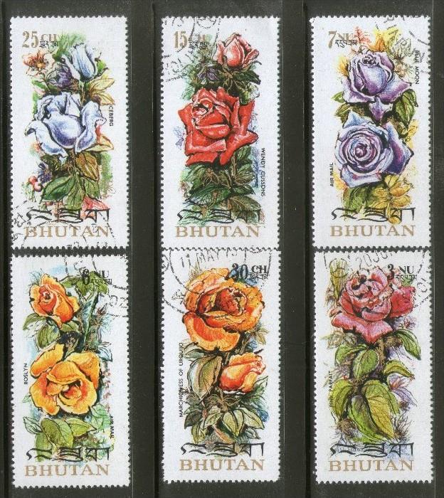 Bhutan 1973 Breeds of Roses Flower Tree Plant Sc 150-E 6v Cancelled # 2063