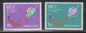 UNITED NATIONS NY Scott # 141-2 MH - Centenary Of The ITU