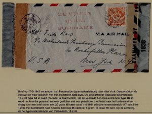 Suriname/USA censored cover 17.2.43