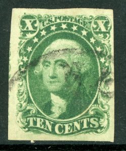 USA 1855 Washington 10¢ Green Type 2 Scott #14 VFU G109