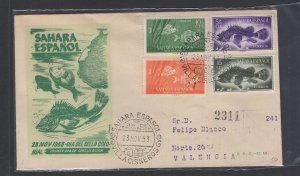 Spanish Sahara  #70-71/#B27-28  (1953 Fish set) on addressed cachet FDC