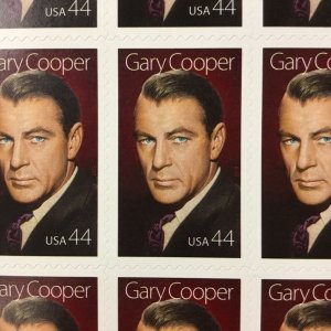 4421    Gary Cooper  Actor  MNH 44 c  sheet of 20.   FV $8.80   in 2009