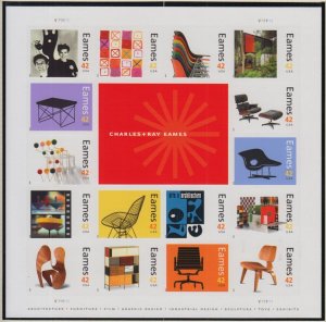 2008 Charles Eames furniture 16 designs Sc 4333 42c MNH sheet of 20