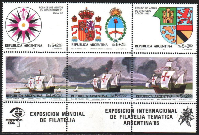 Argentina. 1984. 1684-89. Discovery of America, sailboats. MNH.