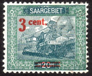1921, Germany Saar, 3c, Used, Sc 85, Mi 70