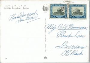 58868  -  JORDAN - POSTAL HISTORY: POSTCARD to HOLLAND  1956