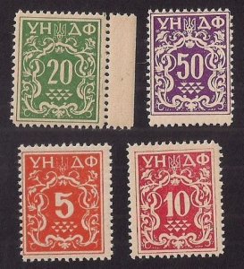 UKRAINE 1949 National Council Revenue Stamps 5m-50m perfed Very scarce & pretty!