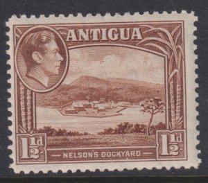 1943 Antigua KGVI Nelson's Dockyard 1½ pence MLMH Sc# 86 CV $1.80 Stk #1