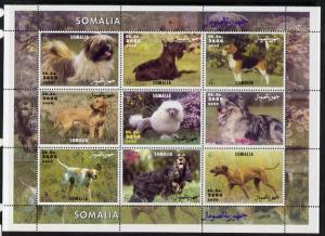 Somalia 2000 Dogs perf sheetlet containing 9 values unmou...