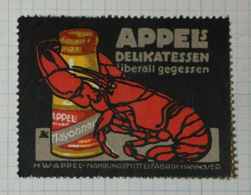 Appel's Mayo Delicacies Eaten Lobster German Brand Poster Stamps Ads