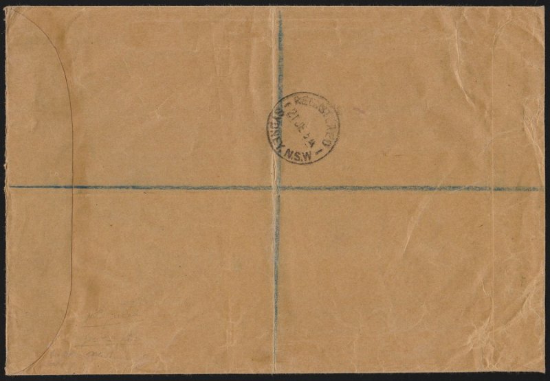 NEW GUINEA - GRI : 1915 Registered cover Reistration label Kangaroo UNIQUE!!