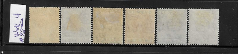 CYPRUS SCOTT #72/74/75/80/81/82 GEORGE V WMK 4 PARTIAL SET- MINT LIGHT HINGED