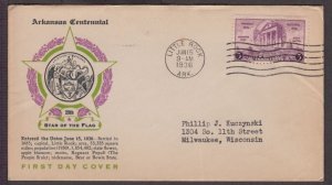 1936 Arkansas Centennial 100 yrs Sc 782-14 with Laird cachet, typed address
