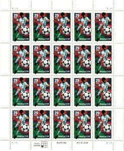 World Cup Soccer Sheet of Twenty 29 Cent Postage Stamps Scott 2834