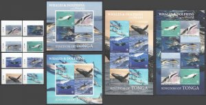 Imperf 2020 Tonga Whales & Dolphins Michel 564 Euro Set+Kb+Sh Mnh Fat079-81