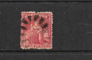 BARBADOS   1875-80  4d   BRITANNIA   FU  P14   SG 76  