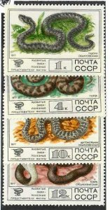 Russia; Scott 4626-4627, 4629-4630; 1977;  Unused; NH; Snakes