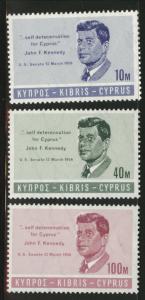 Cyprus Scott 251-3 MH* 1965 JFK set 