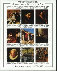 PAINTINGS by Sierra Leone  MNH Scott # 1869-72 SHEET  Value  $ 24.00