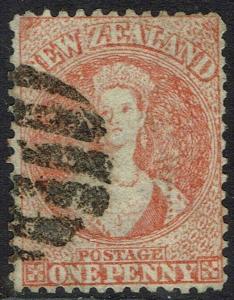 NEW ZEALAND 1864 QV CHALON 1D WMK STAR PERF 12.5 USED 