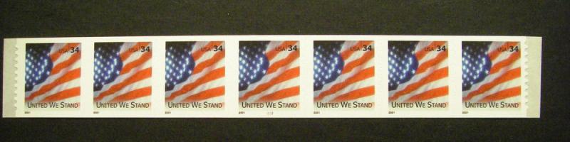 Scott 3550, 34c United We Stand, PNC7, #2222, MNH shift rt