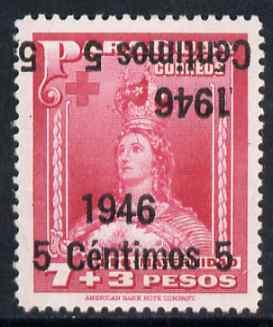 Paraguay 1946 surcharged 5c on 7p + 3p carmine-rose with ...