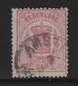 Netherlands  #20  used  1869  coat of Arms  1/2c