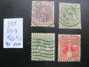SWITZERLAND 1917 USED SC B7-9+ SET VF/XF $96 (185)