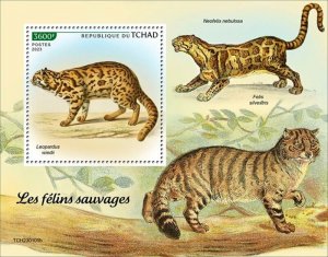 Chad - 2023 Margay Wild Cats on Stamps- Stamp Souvenir Sheet - TCH230105b