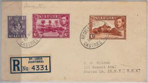 39769  - ST LUCIA -  POSTAL HISTORY - Registered AIRMAIL COVER to USA - 1947