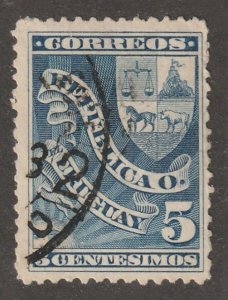Uruguay, Stamp, scott#104,  used, hinged,  5, blue
